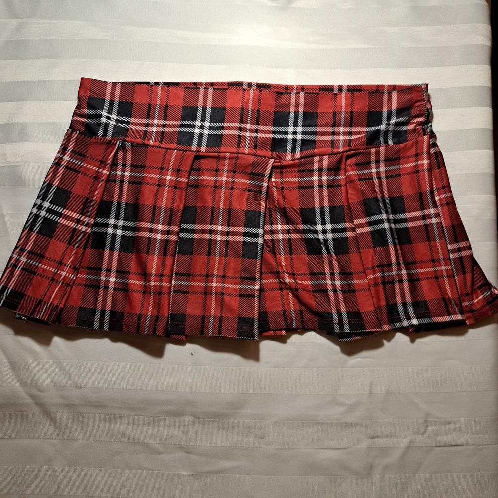 Plaid Red Mini Skirt. Baddie School Girl, Gothic.